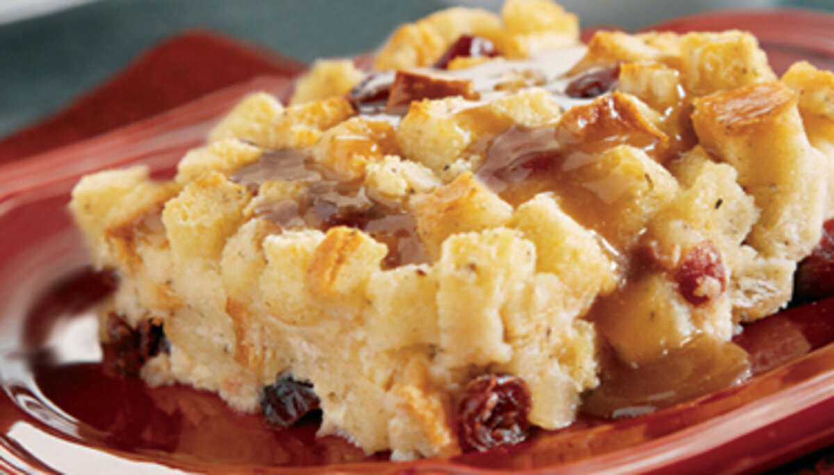Blackberry and apple bread pudding